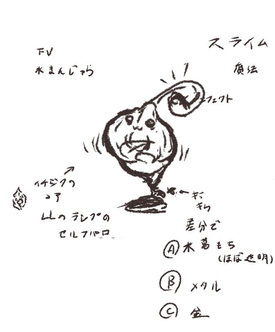 モンスターデザイン005よりスライムです。
目は透明感が欲しかったので別に描いてます。
ぷよよん 