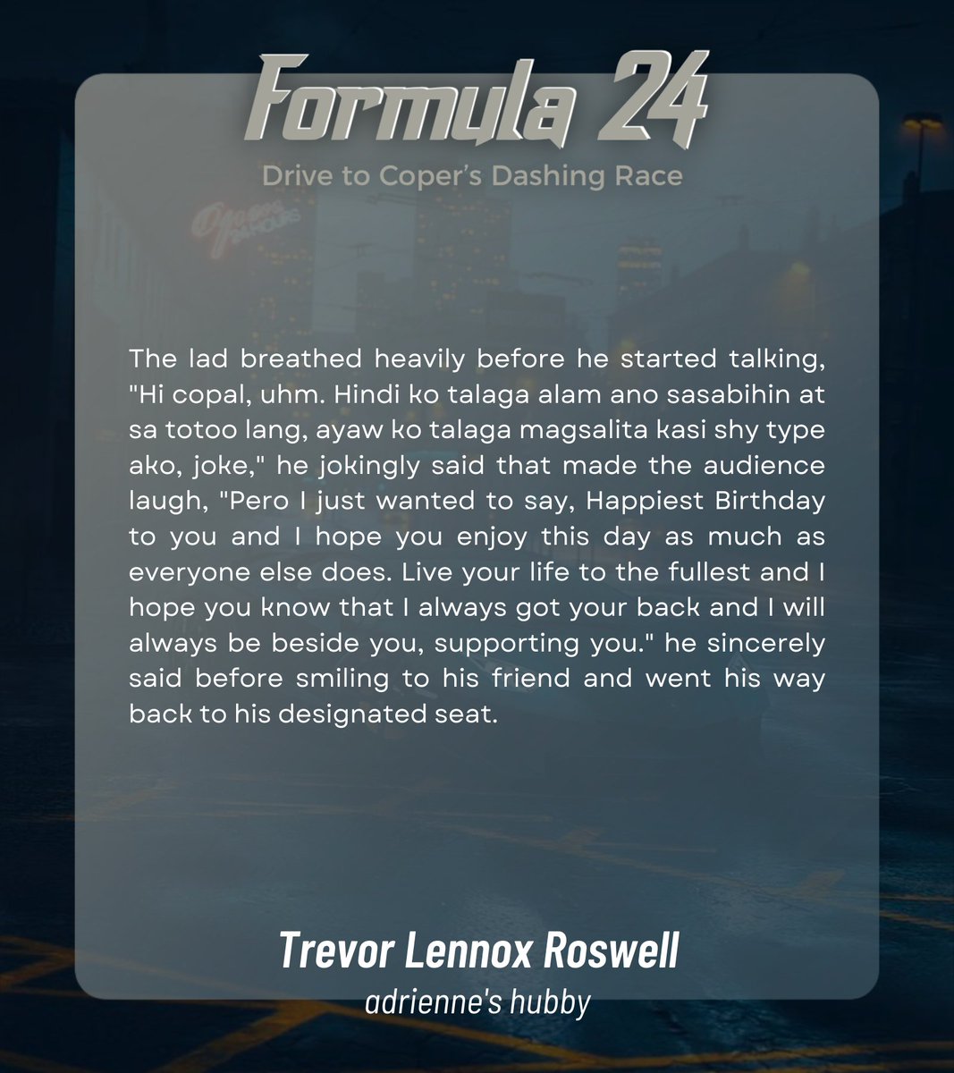 Formula 24: Drive to Coper's Dashing Race tweet media