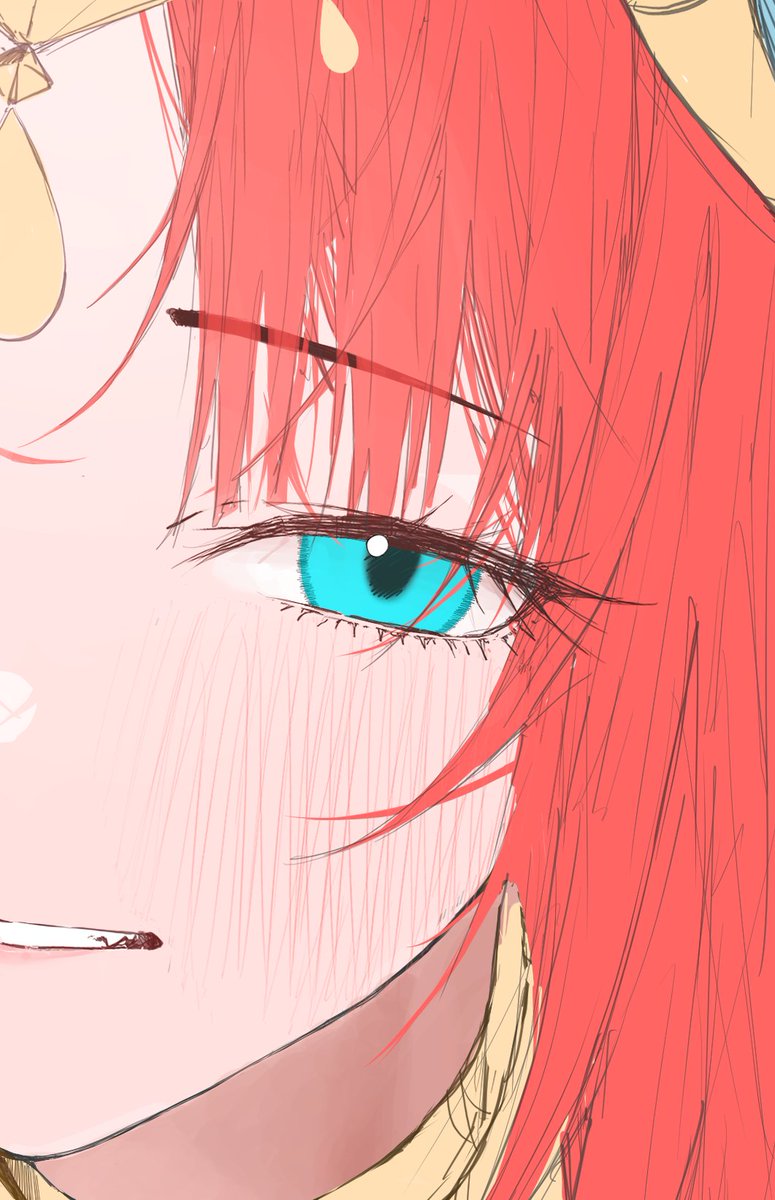 nilou (genshin impact) 1girl solo red hair blush close-up looking at viewer portrait  illustration images