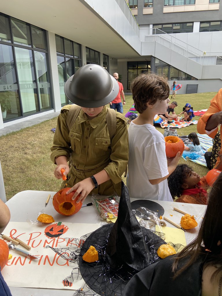 My son was a British soldier (WW2) carving a pumpkin 🎃 today! #SISrocks #Halloween #HappyHalloween