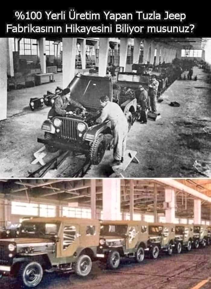 Madem yerli otomobilden bahsediyoruz. 

O halde gelin size gerçek bir yerli jeep üretiminin hikayesini anlatalım...

Tuzla Jeep Fabrikasını biliyor musunuz? Tamamen yerli jeep üreten fabrikamızdı..

Fabrika aslında 1954 yılında “Türk Willys Overland” adı ile kuruldu. ++++