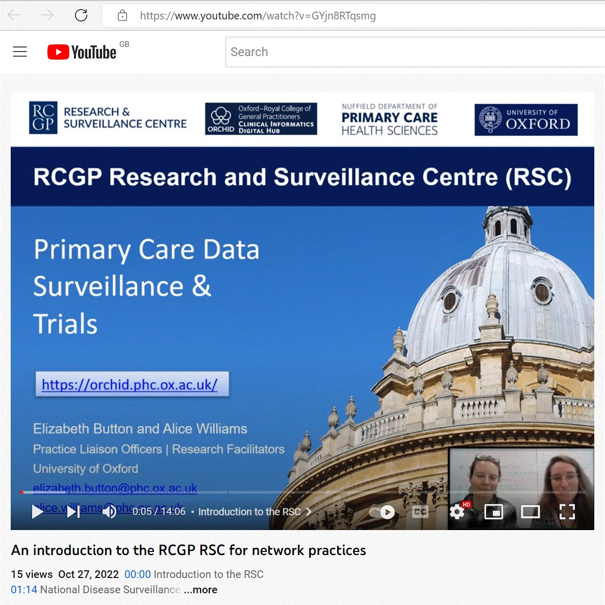 Nice short video on Oxford-RCGP Research & Surveillance Centre (RSC) - one of Europe's oldest sentinel system. youtu.be/GYjn8RTqsmg A nice capturing of what we do. @ORCHID_Oxford @OxPrimaryCare @RCGP with @UKHSA Well done @AliceWi11iams & Lizzy Button.