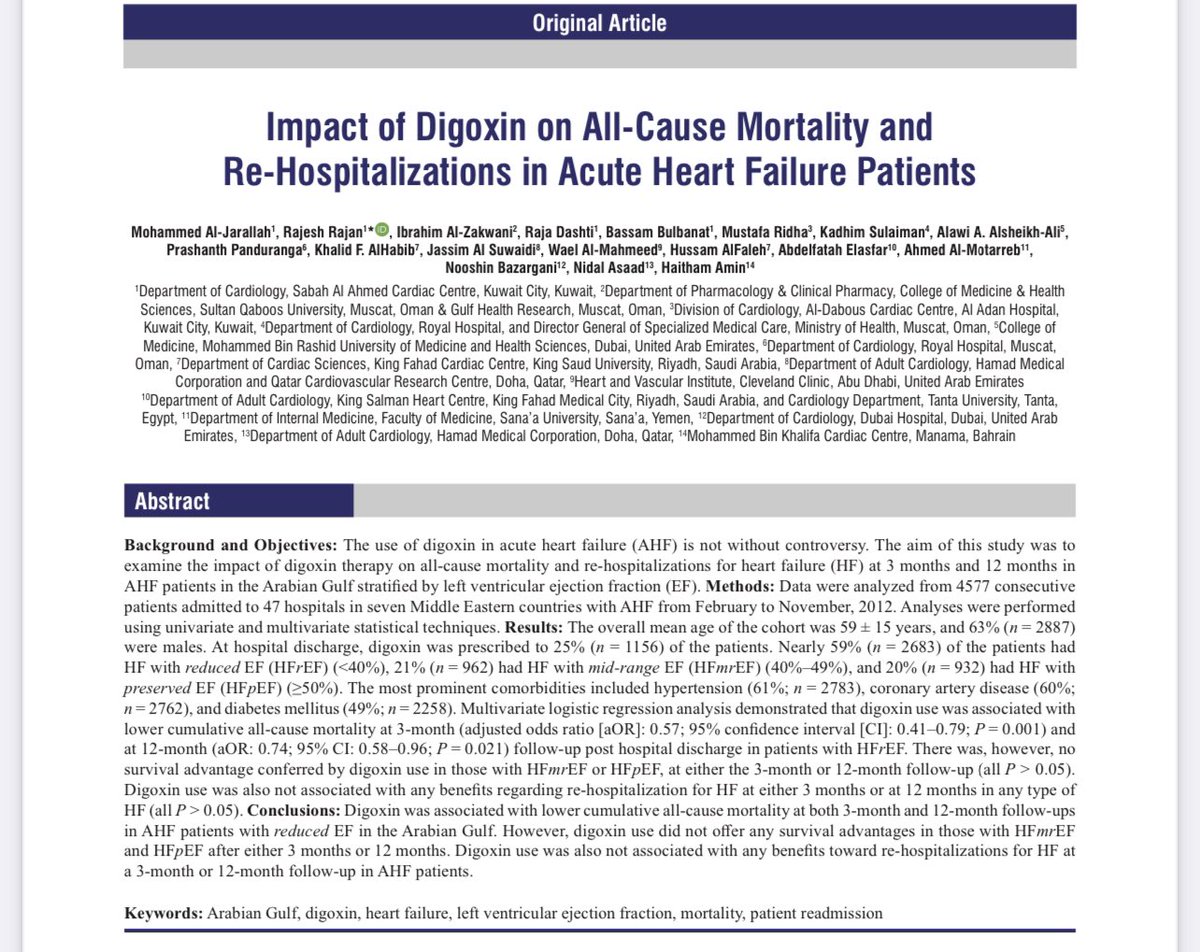 Impact of #Digoxin in #AHF patients with reduced EF 🍎onlineacc.org/article.asp?is… @dilek_g_ural @gokselcinier @Hragy @doctormutlu @HanCardiomd @TKDsosyal @cerol191 @EvrimSimsek2 @mertilkerh @Drersoy84 @emraherdoganmd @OzanGrsoy6 @mirvatalasnag @mmamas1973 @Sudanheartgroup @jedicath