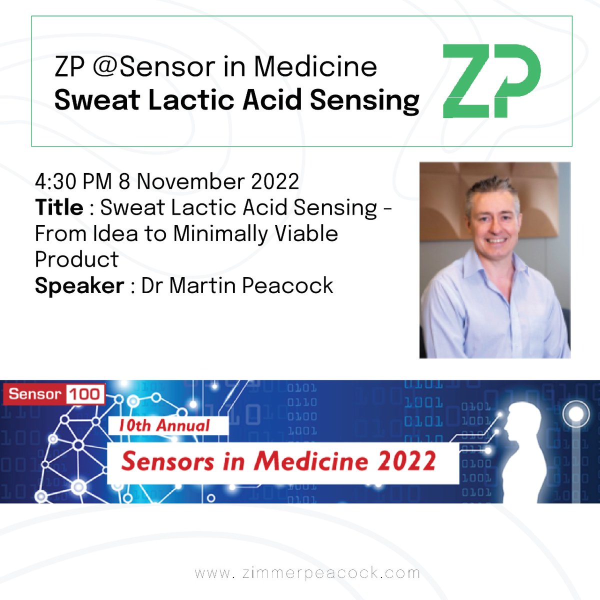 ZP @Sensor in Medicine – Sweat Lactic Acid Sensing

ZP has the technology stack to go from idea to wearable lactate sensor.
We will be talking on the subject of Sweat Lactic Acid Sensing at Sensors in Medicine 2022.

Conference website - lnkd.in/gFhSNYgS