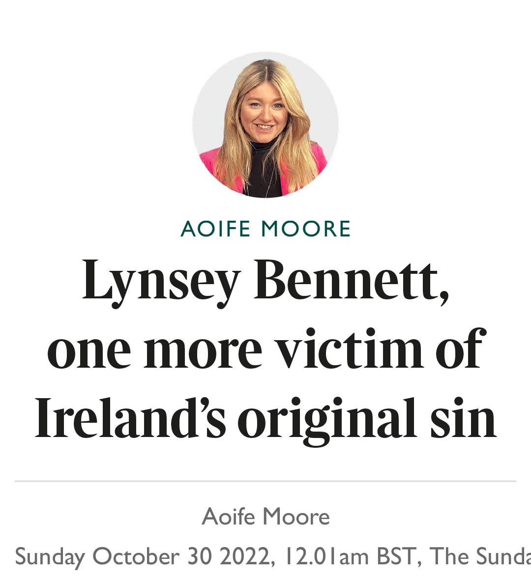 Lynsey Bennett, one more victim of Ireland’s original sin Women continue to go to the High Court despite government assurances they would not have to. The number of legal claims... now stands at more than 360. -@aoifegracemoore #CervicalCheckScandal thetimes.co.uk/article/c4cdf8…