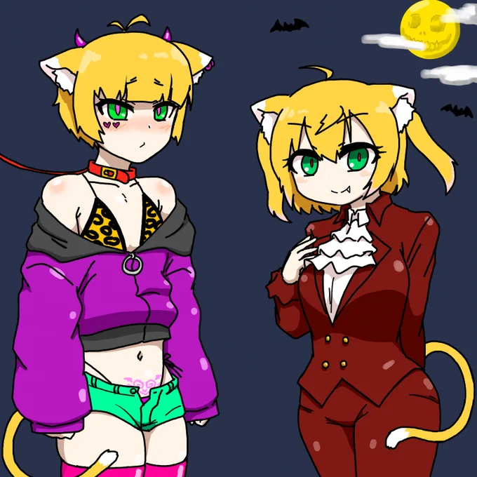 ハロウィン!ハロウィン!サキュバスと吸血鬼です #あぐあーと 