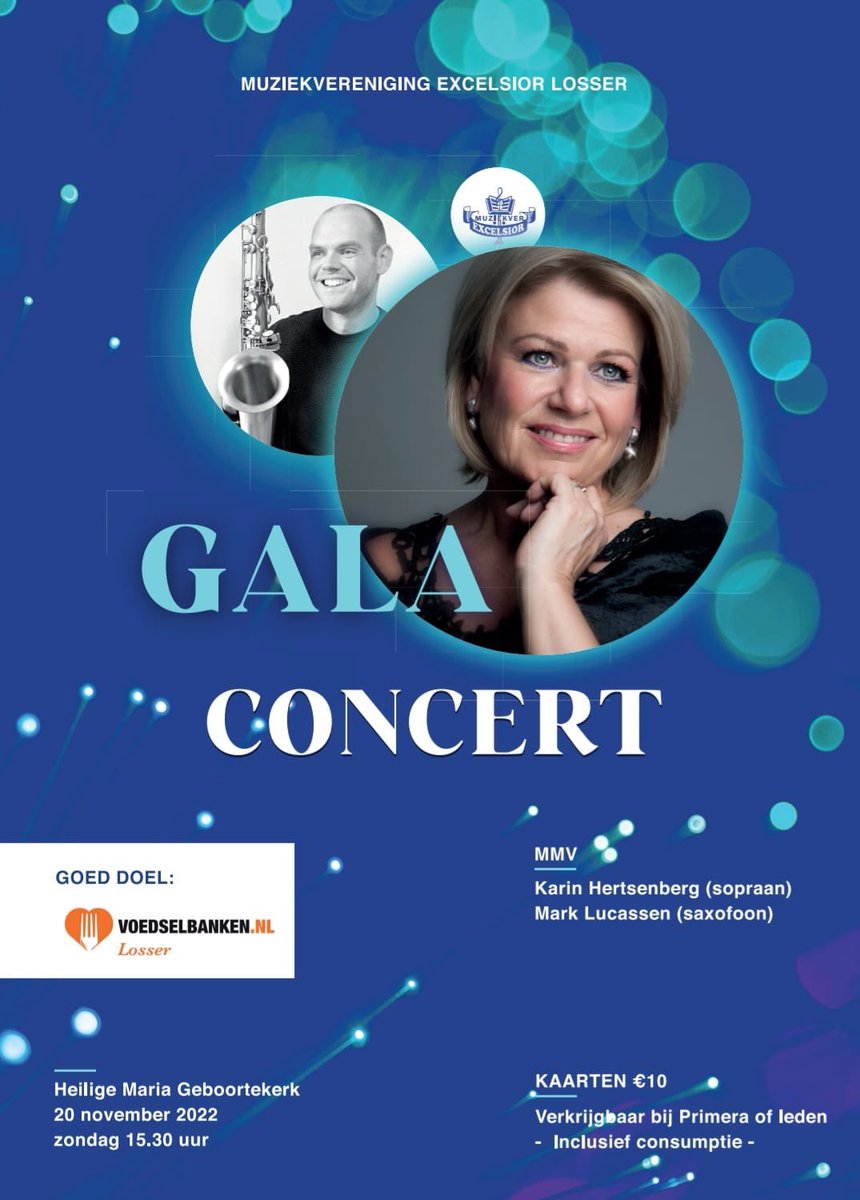 Vandaag repetitiedag, we gaan een Galaconcert organiseren op
zondag 20 november. Met sopraan Kartin Hertsenberg en saxofonist Mark Lucassen als solisten. We gaan geld en producten inzamelen voor de Voedselbank Losser. Daarover binnenkort meer. De kaartverkoop start 5 november.