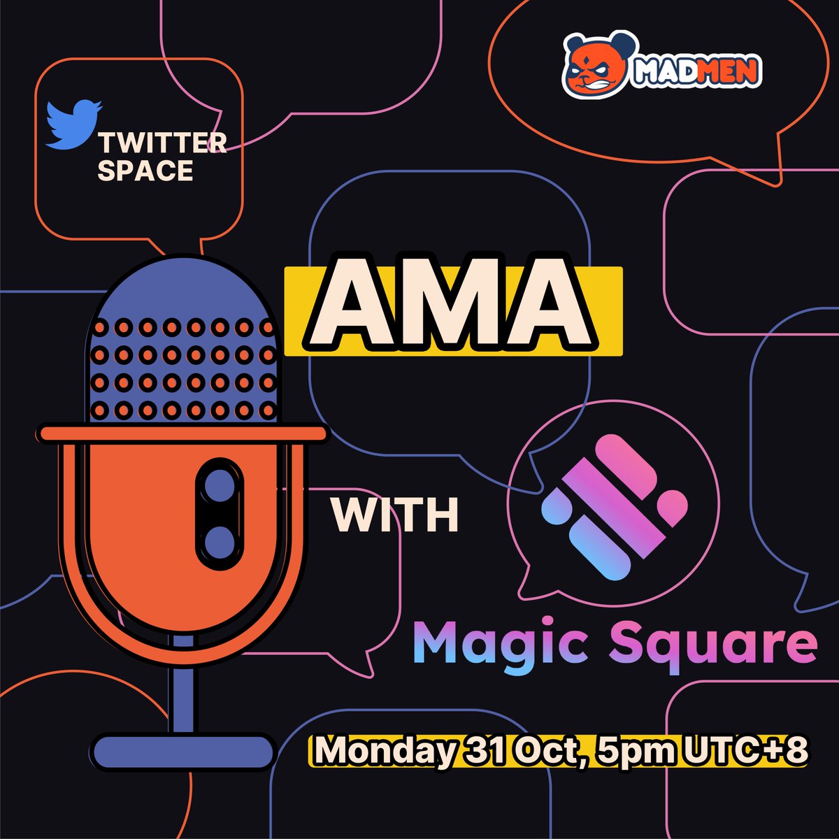 🥳MadSlot has been verified on <a href="/MagicSquareio/">Magic Square</a> , the first app store for #Web3 

🙌Pls join us on 31 Oct at 5pm UTC+8 in our Twitter space😜

⏰Set reminders here👇
x.com/i/spaces/1ynJO…

📡♥️+RT, We'll draw 10 spots during the AMA and each will receive a MadSlot #NFT #Airdrop