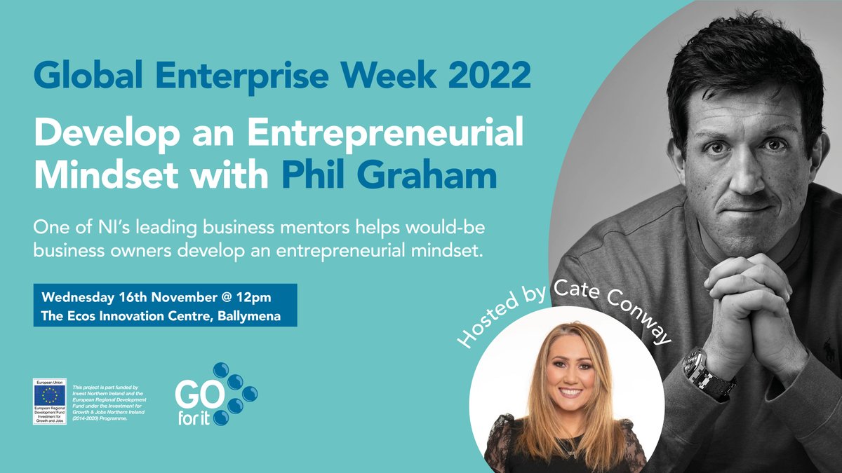 Are you an aspiring #entrepreneur? Book onto the 'Develop an entrepreneurial mindset' &amp; get insights from successful entrepreneur &amp; #businessmentor <a href="/PhilGraham01/">Phil Graham</a>. Takes place on Wed 16 Nov at #EcosCentre, 12pm-2pm.

Book here: bit.ly/3SDmrt6 #EnterpriseWeek @goforitnews