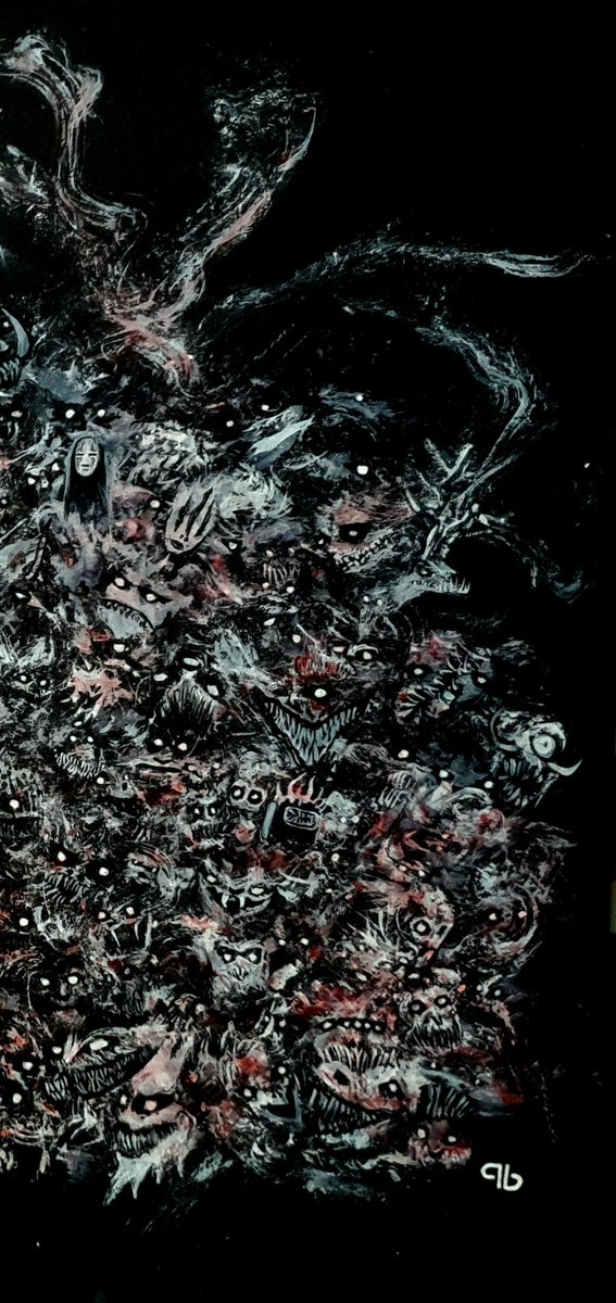 Quangbinhqb's tweet photo. Halloween 
"Demons crowded together to go to the festival."
#Halloween #aghast #horrified #disguise #painting #drawing #artistsontwitter #abstract #abstractartwork #chucky #NoFace #killer #Blood #clutches #hustle #crowded #devil #ghost #IT #us https://t.co/5ZWgwjrNOu