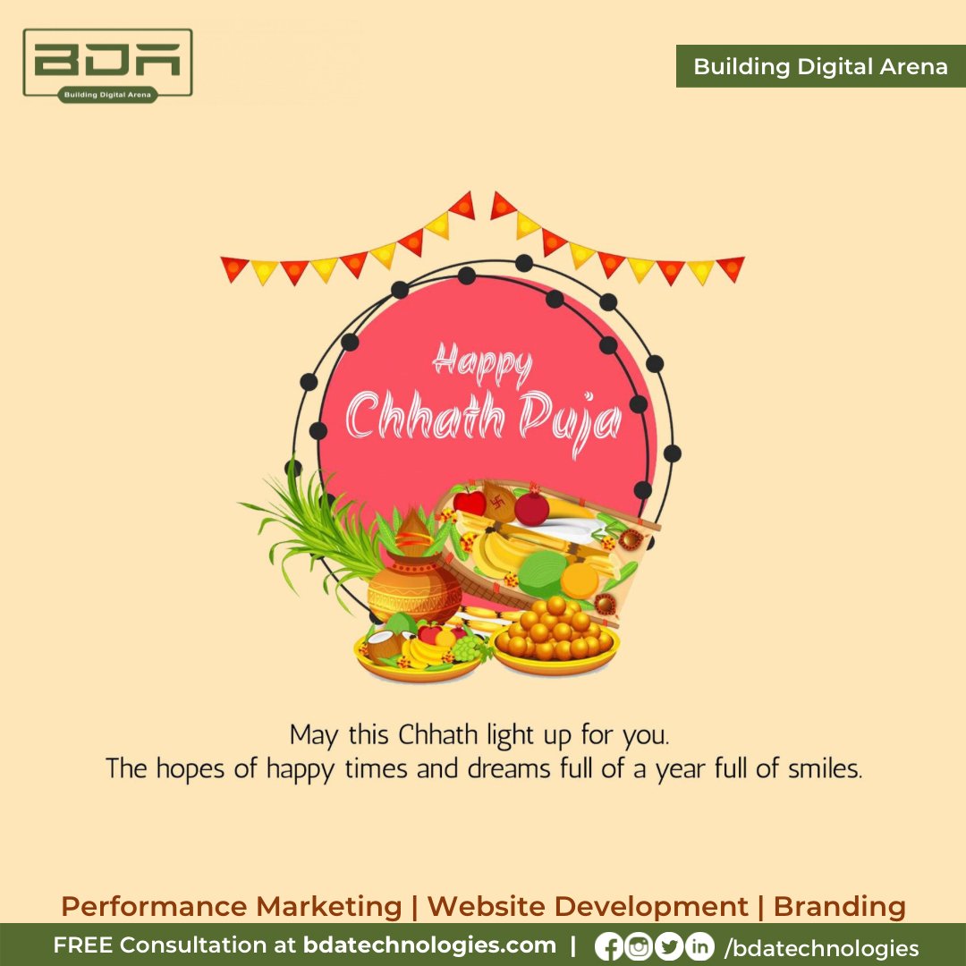 BDATechnologies's tweet photo. Wishing you the most beautiful celebrations on the occasion of Chhath Puja. May you are always showered with blessings of Chhathi Maiya in your life. https://t.co/9o5rili0sZ