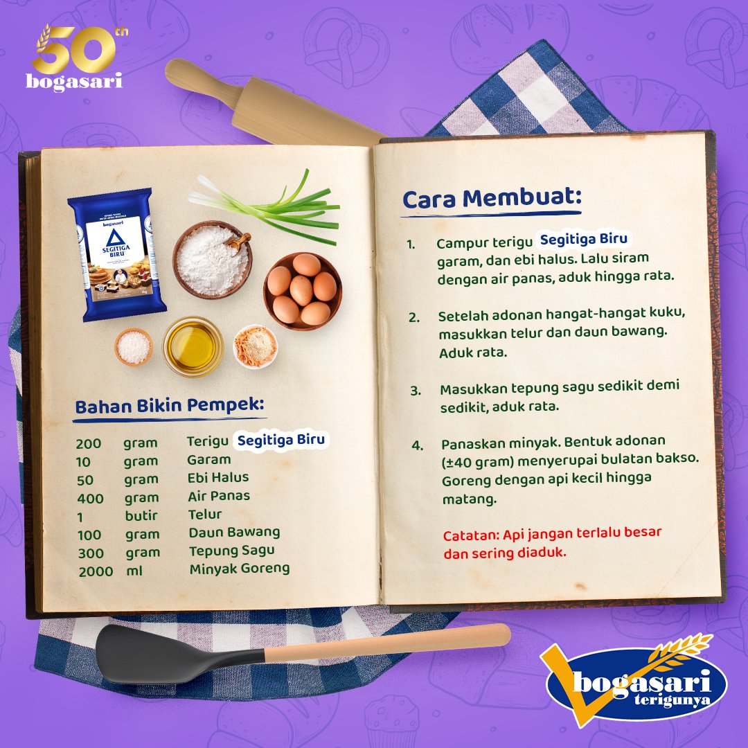 KreasiBogasari's tweet photo. Bikiners, kalo ngomongin soal makanan Palembang satu ini emang nggak ada habisnya. Cita rasa khas dan kelezatan pempek, bikin jatuh cinta siapapun yang mencicipnya. Gimana sih resepnya? Yuk simak!
#bogasari #MakananPalembang #ExplorePalembang #PempekPalembang https://t.co/rs3PsKq9d8