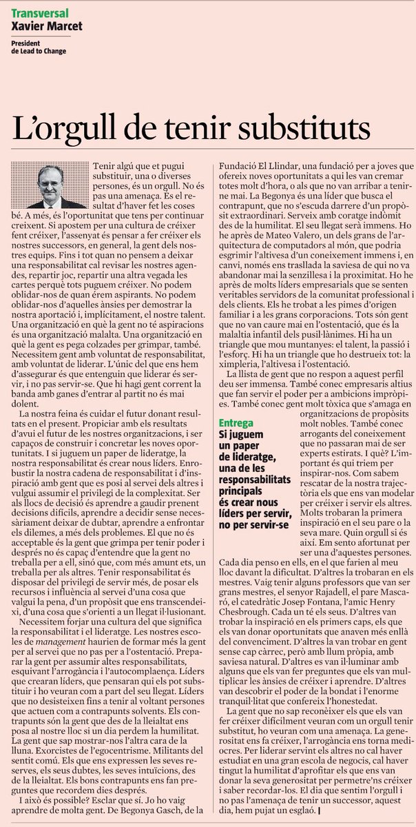 Lluís Esteve (@esteve_lluis) on Twitter photo Talent, passió i esforç el triangle màgic!
Enrobustir la cadena de responsabilitat i inspiracions amb l'objectiu d'assegurar i generar oportunitats i  generar relleus.
Novament inspiradora reflexió de <a href="/XavierMarcet/">Xavier Marcet</a> Talent, passió i esforç el triangle màgic!
Enrobustir la cadena de responsabilitat i inspiracions amb l'objectiu d'assegurar i generar oportunitats i  generar relleus.
Novament inspiradora reflexió de <a href="/XavierMarcet/">Xavier Marcet</a>