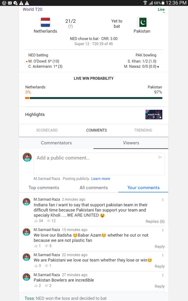 sarmadraza_PK's tweet image. We  want to see these types of positive comment 
#PAKvsNET #Pakistan No ball #Bangladesh