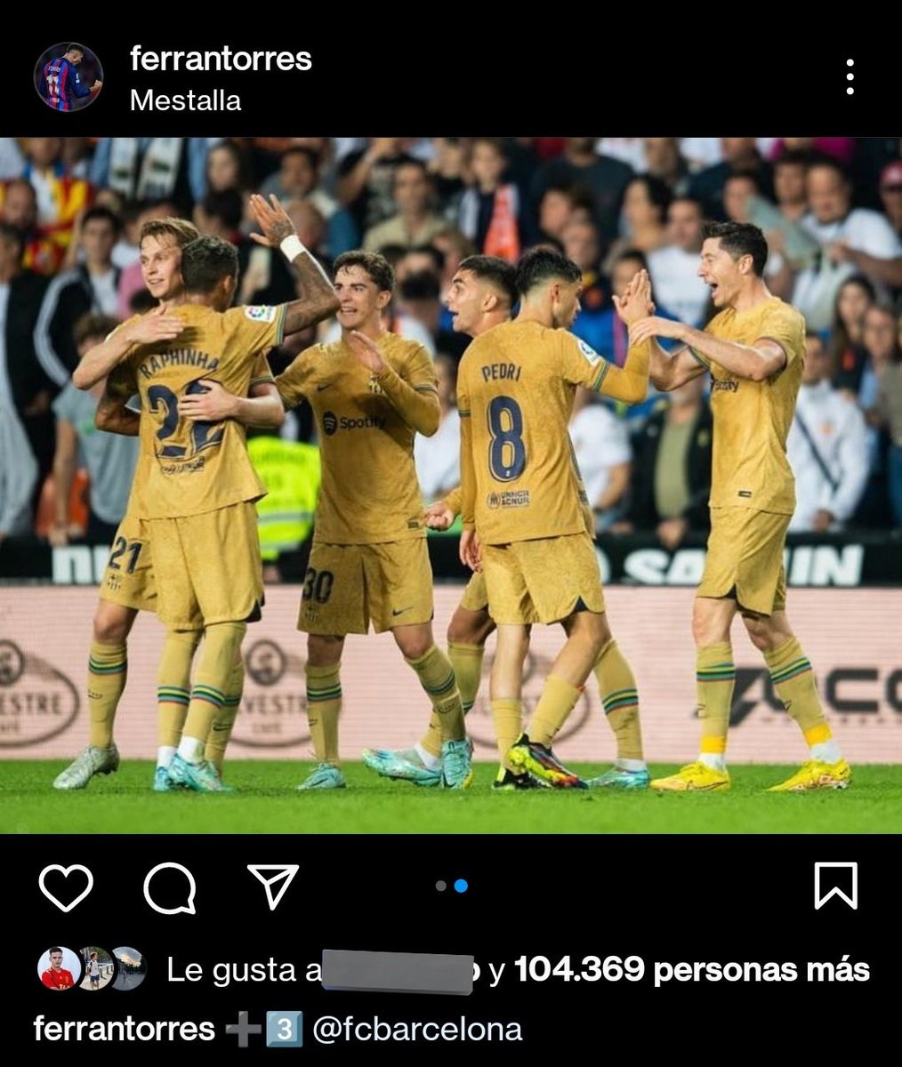 RadioTaronja_'s tweet photo. Así celebra FERRAN TORRES en Instagram la victoria del Barça. Ni una sola palabra hacia el equipo que le ha hecho llegar a ser lo que es (a nivel económico, porque a nivel futbolístico no es nadie). Sigue haciendo honor a la fama de ingrato/niñato que tiene desde que era cadete. https://t.co/7UxQCZwV9y