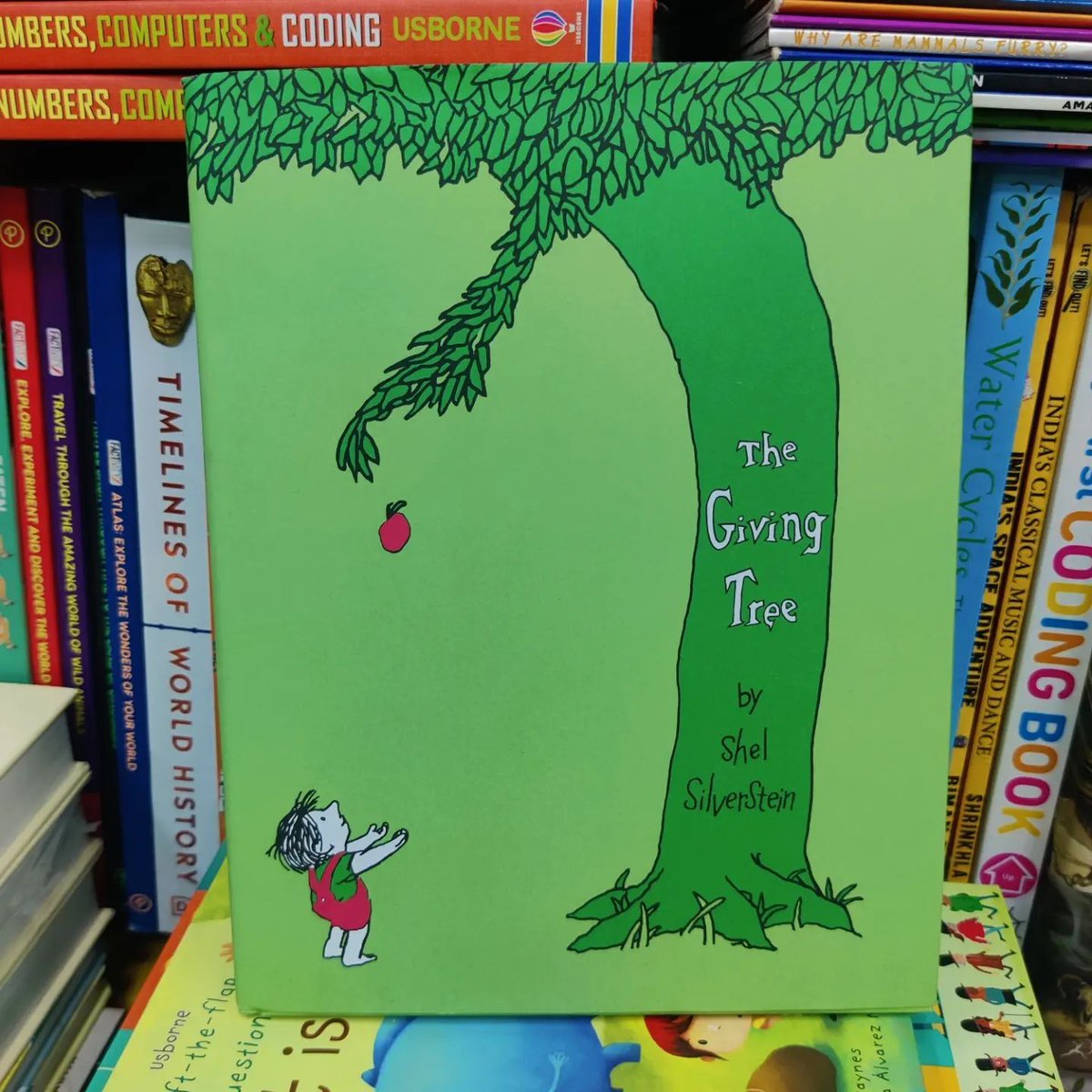 ReadandRise01's tweet photo. For those of you who don't remember, The Giving Tree is a 1964 children's book about a tree who happily gives what she can to a young boy.  First, she gives him shade.  Then apples.

#thegivingtree #treebook #instabookstagram #curatedbooks #indiebookstore #readandrise #treelife https://t.co/51B5P3rM0p