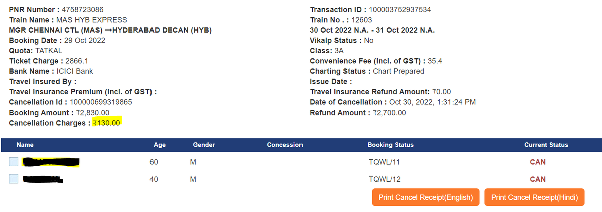 yidanielisrael's tweet photo. @IRCTCofficial  why do you take cancellation charges when a tatkal e-ticket is not confirmed https://t.co/9l8KaR84Hg