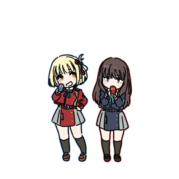 井ノ上たきな ,錦木千束 「周期的にやってくる「鼻を描かないほうがかわいいだろうか・・・」悩む病 」|sinano-ya@twoのイラスト
