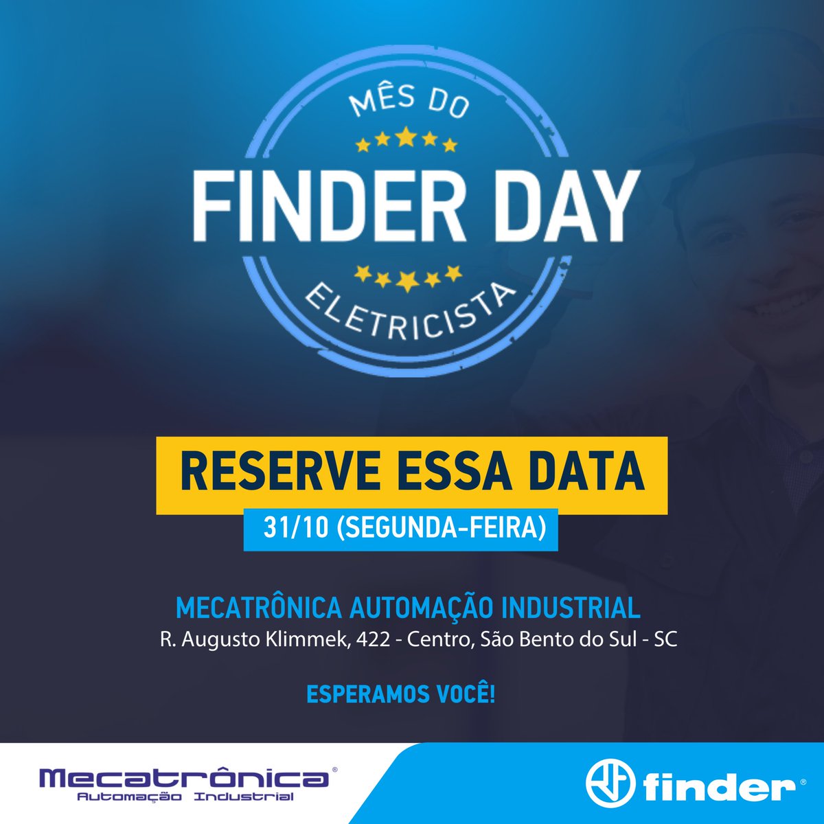 finderbrasil's tweet photo. Atenção #Gaúchos de São Bento do Sul, amanhã é a vez de #FinderDay na @mecatronicasbs! Demonstrações práticas, catálogos técnicos, brindes e ainda o sorteio de um KIT ESPECIAL.#elétrica #eletricidade #eletricista #MesdoEletricista #materialelétrico #FinderBrasil https://t.co/XA32cQMLmz