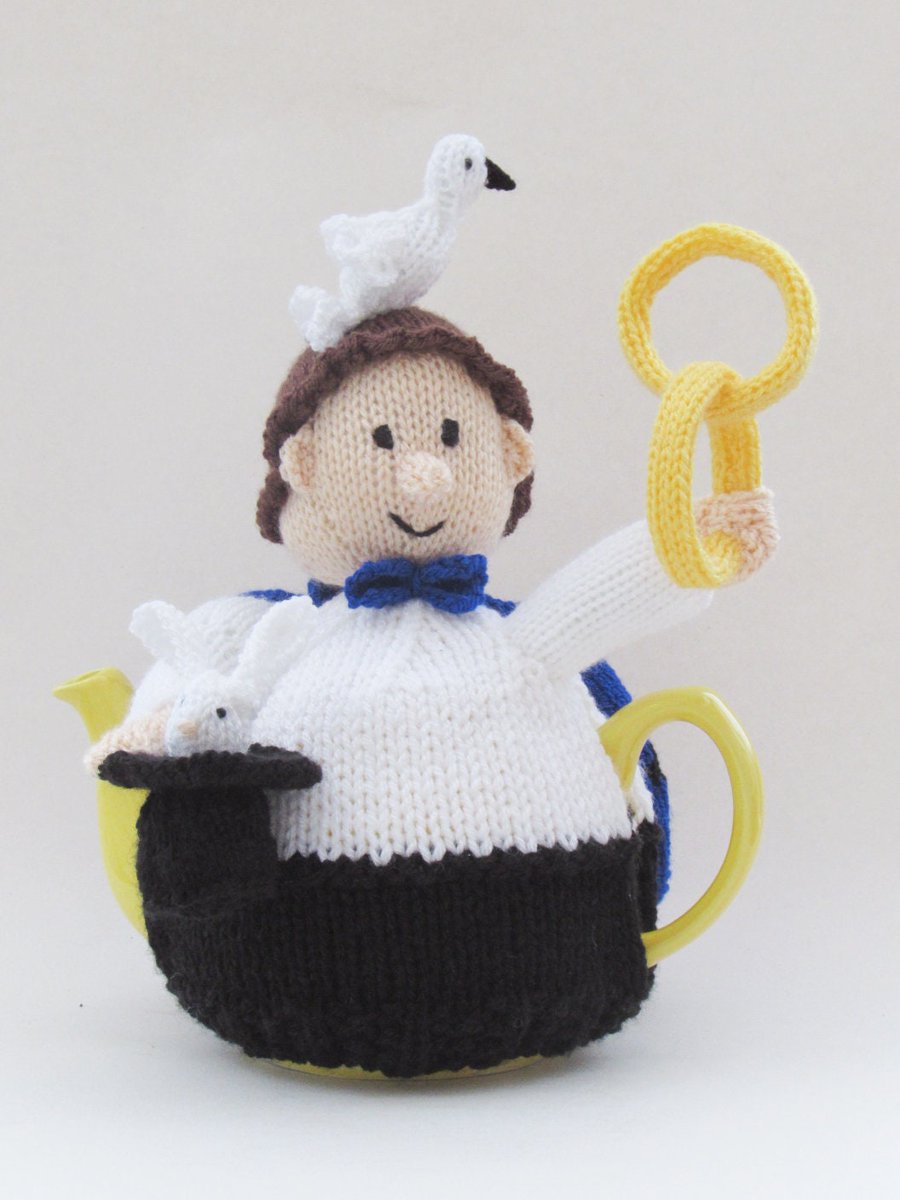 Magic is the secret to keeping the teapot hot. Magician Tea Cosy Knitting Pattern etsy.me/3fnwCV1 #knitting #teacosy #teapotcover #magic #magician #magictrick #illusionist #illusion #tophat #TeaCosyFolk #knitter #knit