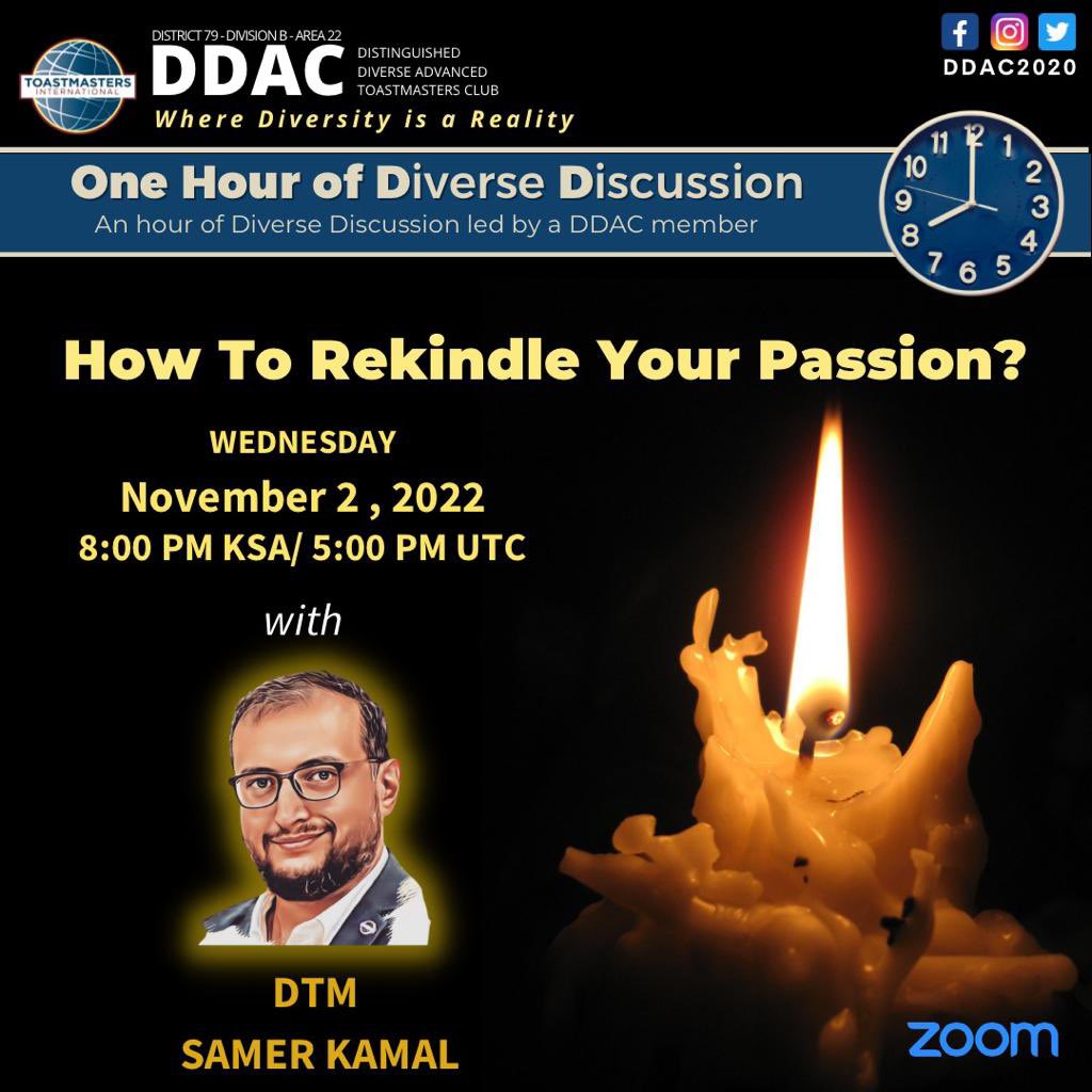 Are you feeling lost? Do you forgot the passion that lives in your heart? Let DTM Samer Kamal bring back your passion this coming 02November at 8PM in “One Hour with DD” to reach to your highest potential.Register in advance for this meeting: us02web.zoom.us/meeting/regist…