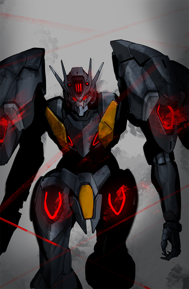 mecha robot no humans solo red eyes glowing glowing eyes  illustration images