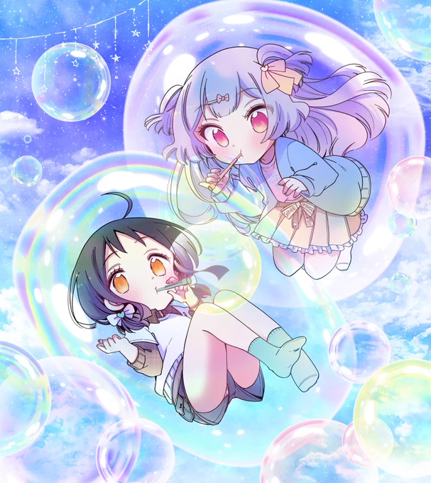 かわいいリクエストありがとうございました～!しゃぼん玉に包まれて遊ぶ小恋と陽愛  