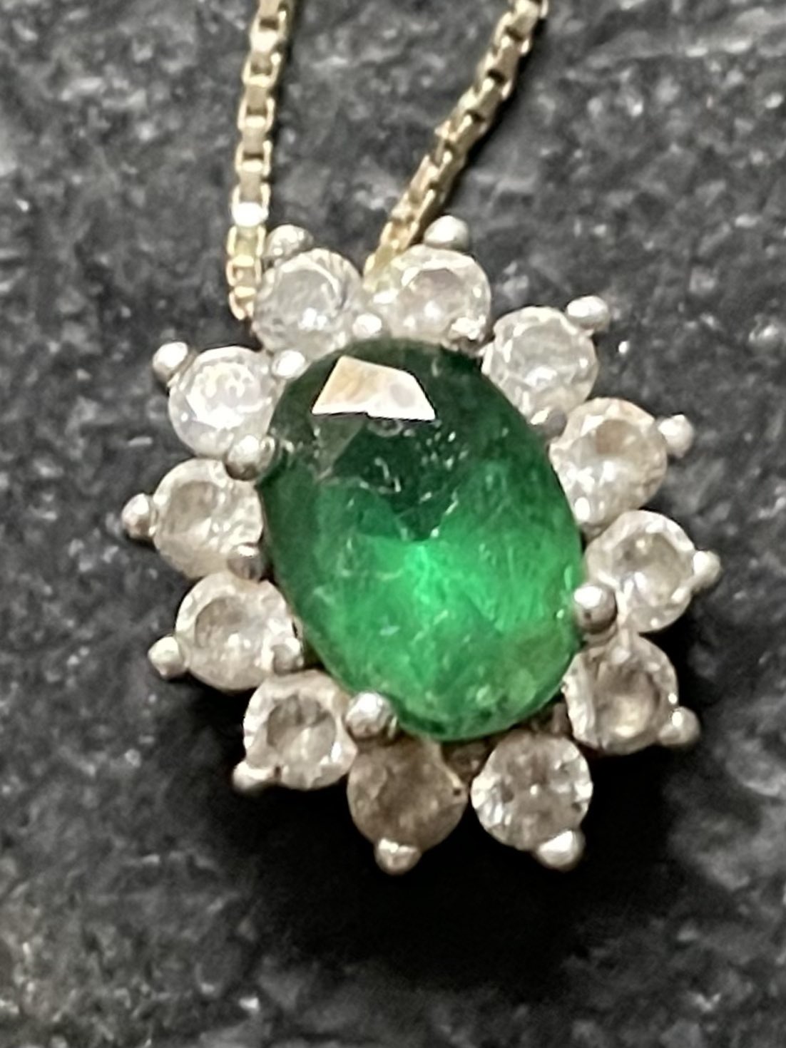 14k Bi Color Green Tourmaline Crystal & Diamond Necklace – Gem
