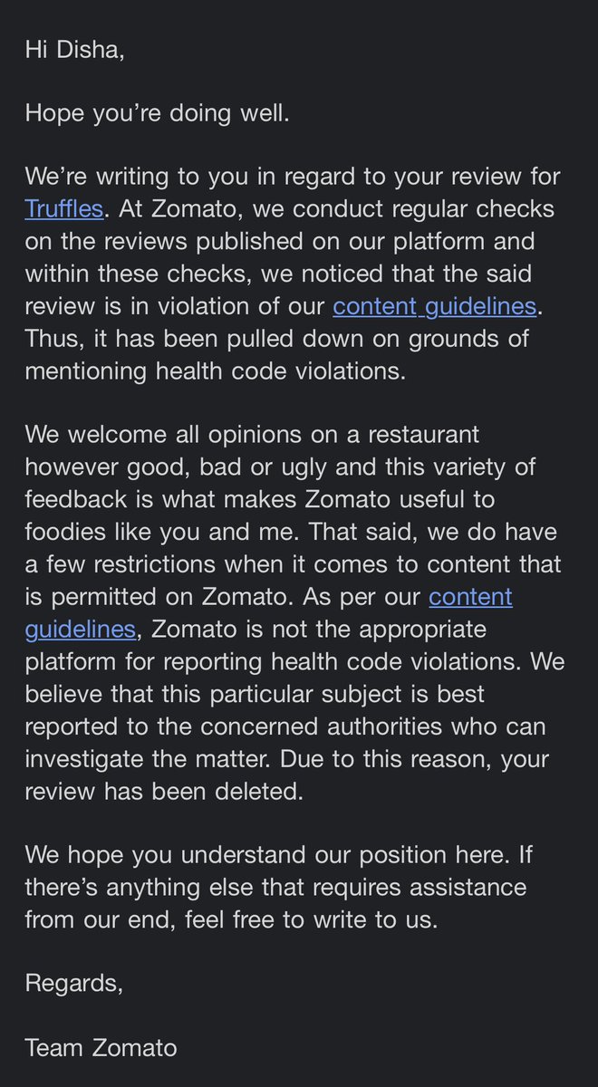 A recent visit to a restaurant in Koramangala, B'lore left my colleague and me with a severe case of food poisoning. I wrote a review on <a href="/zomato/">zomato</a> and while doing so, found that many people had a similar experience in the last few months. Zomato took down the review citing this👏🏻