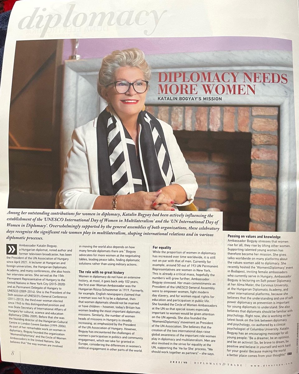 Just appeared in print, too! #diplomacyandtrade “Diplomacy needs more women!” #women4diplomacy  #interviewed 🎤