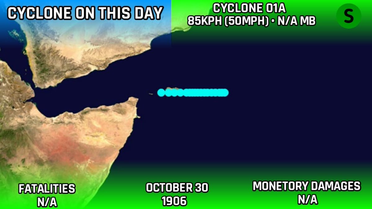 CycloneAnalyser's tweet photo. #COTD
On This Day, 1906 Cyclone One peaked & passed just South of #Socatra & dissipated after that. https://t.co/0T9df9HQYe
