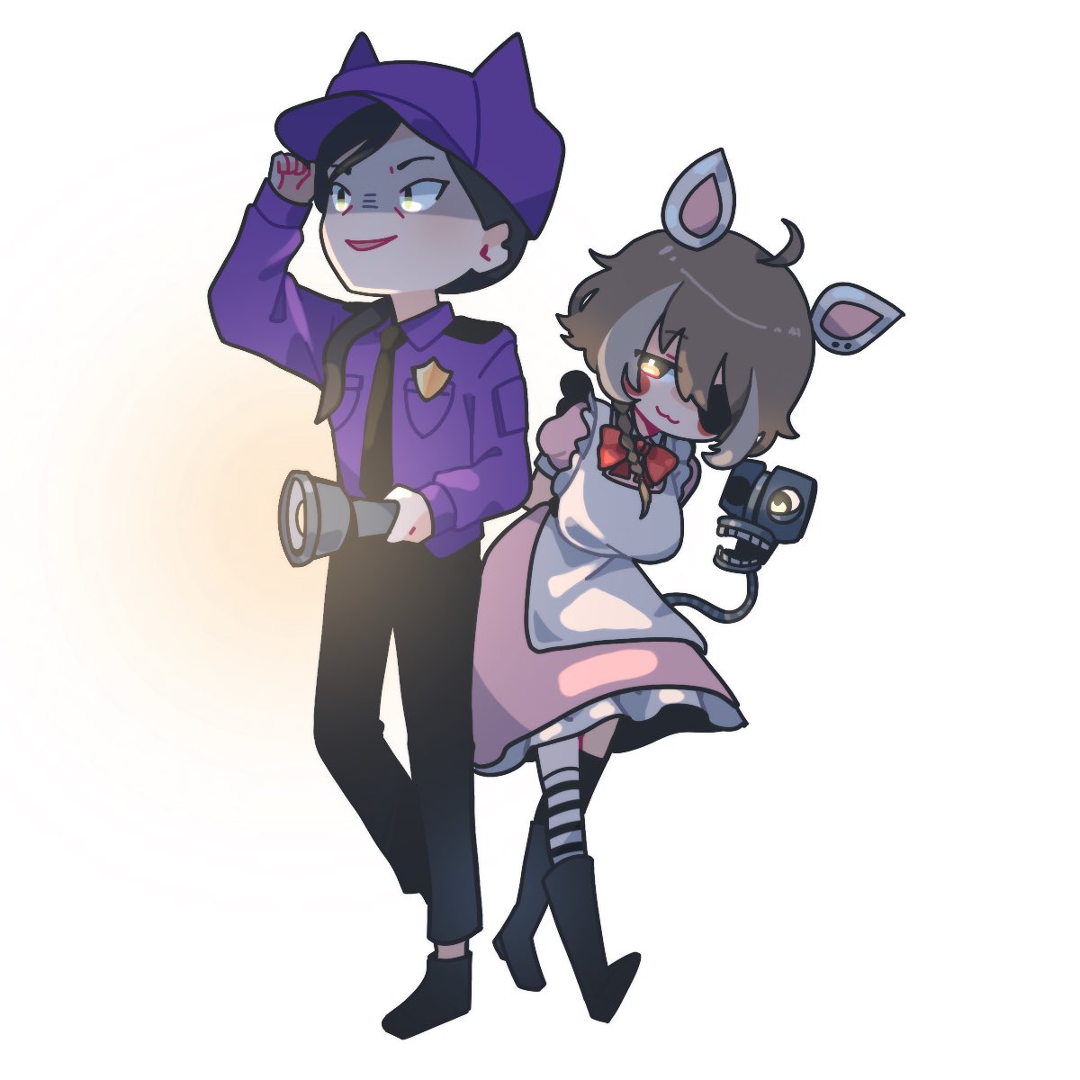 boringlycallie's tweet photo. Also look at this amazing art of me and minty as mangled and purple guy by @lilbeanie_artz I legit love every piece of art I get by them.๐#boringlysketch https://t.co/ltW43KCMBE