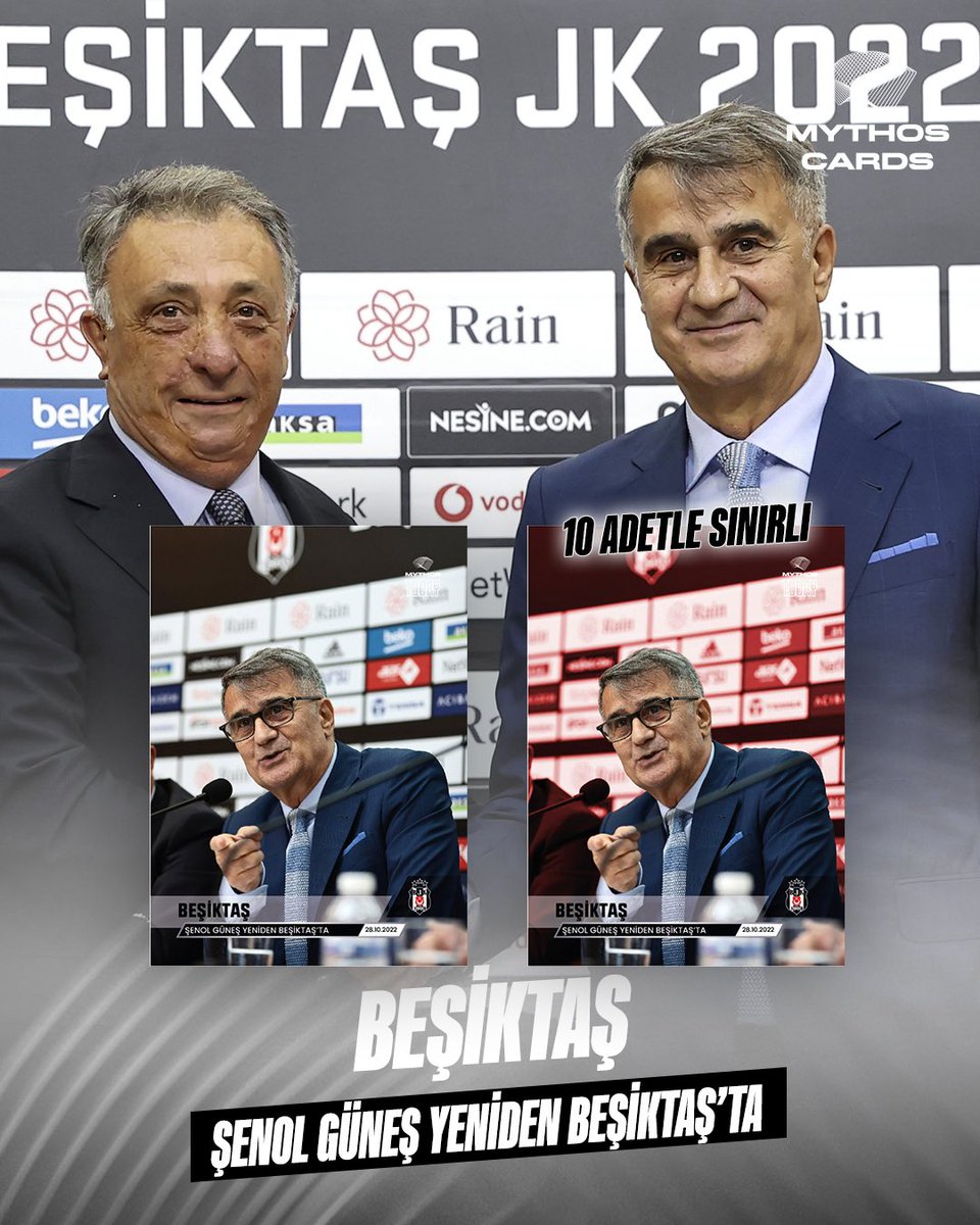 “Doğdu güneşim” 🌞 Şenol Güneş yeniden Beşiktaş’ta! Standart ve 10 adetle sınırlı koleksiyon kartları şimdi Mythos Cards’ta satışta. 🦅 bit.ly/3zvbpzk 👀