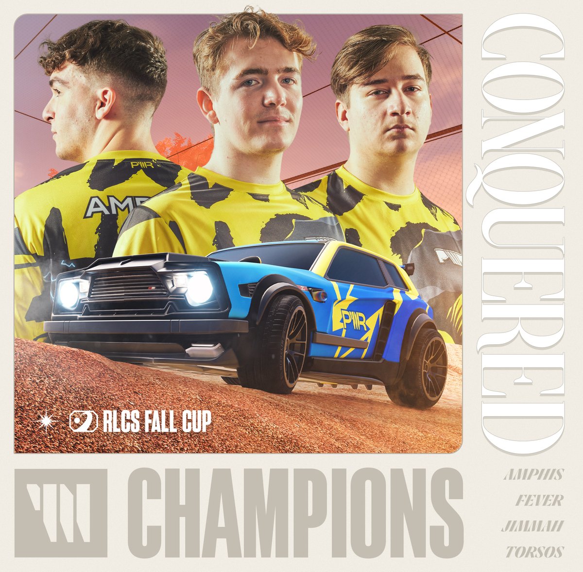 TeamPWR's tweet photo. YOUR OCE FALL CUP CHAMPIONS

🏆 @TorsosRL 
🏆 @AmphisR 
🏆 @Fever_RL 
🏆 @JimmahRL https://t.co/UnbyOZfpcl