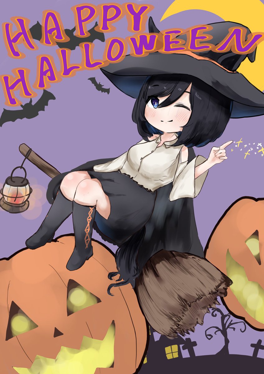 eishin flash (umamusume) 1girl animal ears solo hat broom halloween witch hat  illustration images