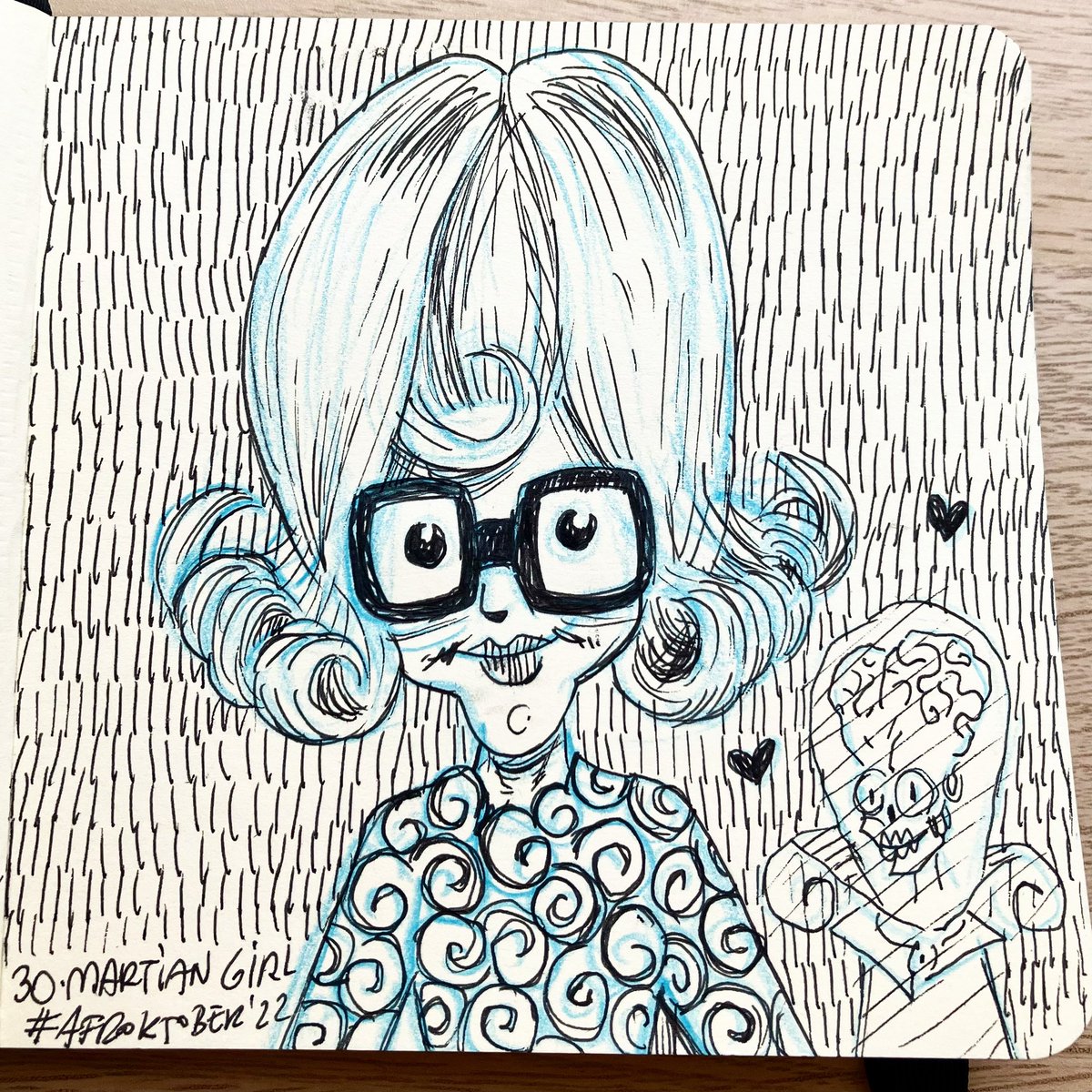 afroyaya's tweet photo. 30. Marciana (Martian girl) de la genial Mars Attacks! De Tim Burton. Otro peinado imposible, genial y necesario en este recorrido que estamos haciendo. 
#afroktober #afroktober2022 #martiangirlmarsattacks https://t.co/CNvHaAvOKD