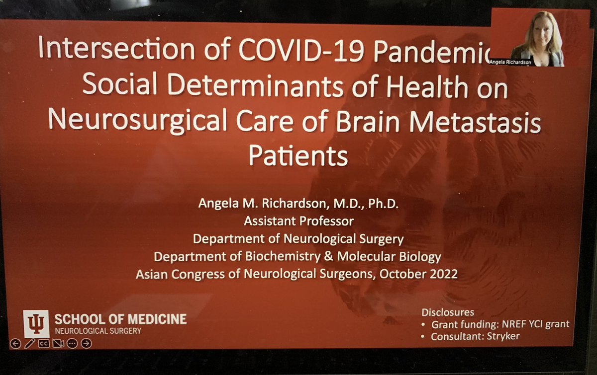 Had a great time discussing social determinants of health with @AsianCNS today! Its always such a great discussion with this group 😀 Hopefully next year we can meet in person! #DiversityandInclusion #equityinhealthcare #neurosurgery #braintumor @Neurosurgery_IU @IU_NeuroOnc