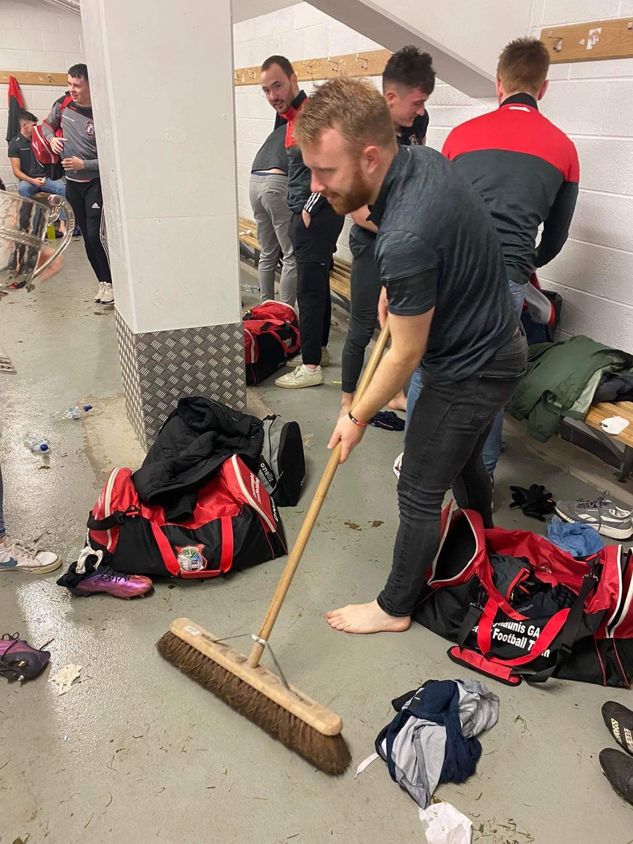Guts, Heart, Determination but most of all this man has the RESPECT to sweep the dressing room after winning his first county final. fair play to <a href="/seangildea2/">Seán Kildee</a>  <a href="/RefComeOn/">Ah Ref!</a>