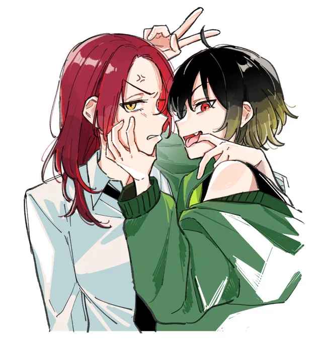 色紙企画の感想が嬉しすぎてみんなに色紙届けてぇ…になってしまった…のでこのイラストをアイコン等ご自由にどうぞ〜!実在ケンカップルの方(???)はペアアイコンとかいいとおもいます 