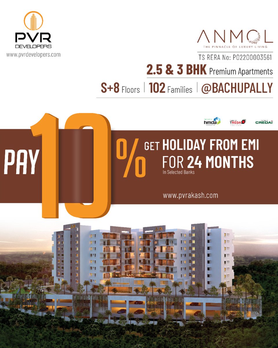 PVRDevelopers1's tweet image. Move into your Hill-Top DREAM HOME with exquisite amenities !
Call Us Now @ +91 7680 889977
#realestate #interiordesign #pvrdevelopers #pvrdesignstudio #pvranmol  #hyderabadnews
@hyd_villas_HMDA