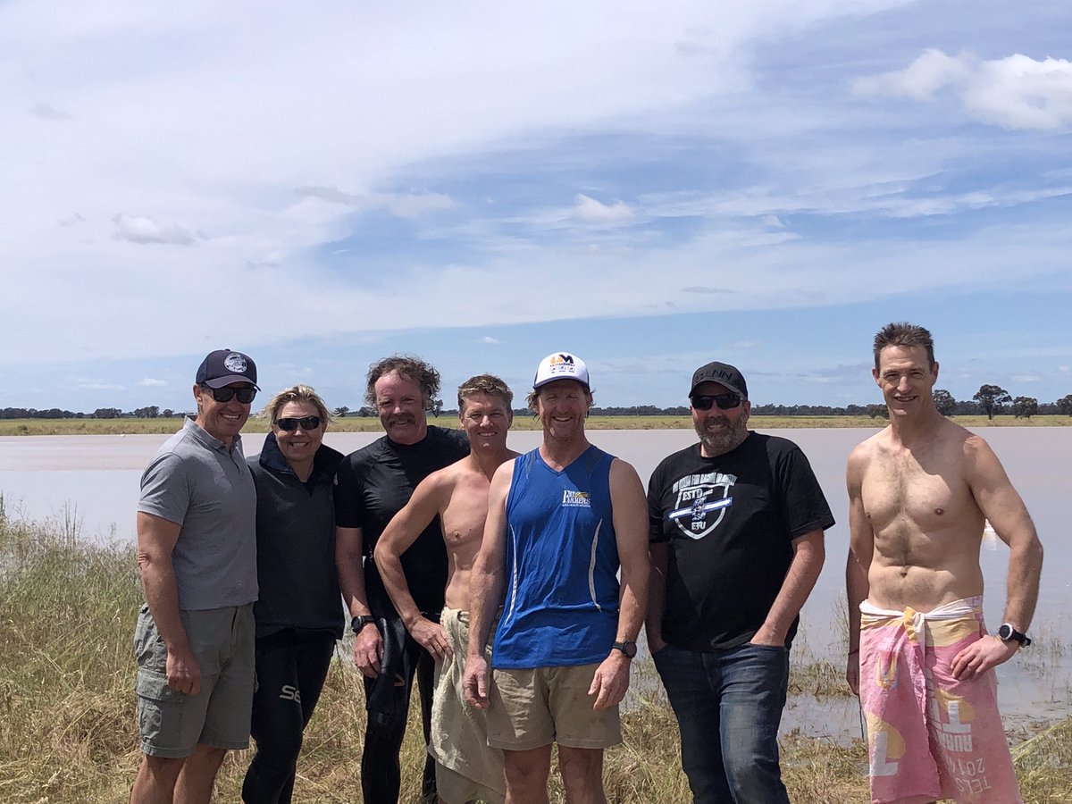 Flooded Murray at Moama and pool closed so hatch a plan and let those that love a swim have an option. #farmdam. If I can drive to town for a swim then surely they can drive out here. Thanks for coming out and staying for bbq lunch. Good times with mates. #nolimits