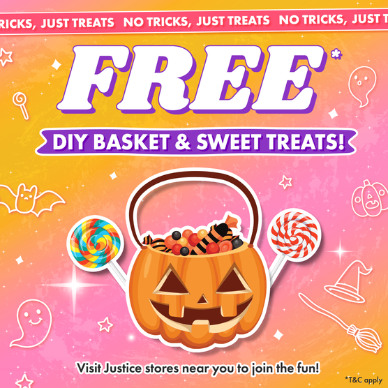 PondokIndahMall's tweet photo. ๐ NO TRICKS, JUST TREATS: Visit Justice PIM to Get *FREE Sweet Treats๐ญ and DIY Halloween Bags!๐งก
Don't Miss It! *TnC Apply
#JusticeIndonesia #JusticeStyle https://t.co/gJdfOtB3po