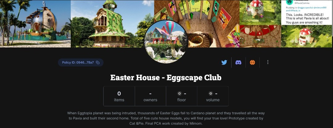 eggscapeclub's tweet photo. We will #Giveaway  one house model compatible with PAVIA and 100 $ADA  

1️⃣ Like, RT, Follow @eggscapeclub 
2️⃣ Comment ''Easter House Minting on 5th Nov''
3️⃣ Tag 3 friends 

Announcement 7th November after our minting!

Good luck #CNFTCommunity #Solana #Ethereum new friends https://t.co/aTRCtWBCbX