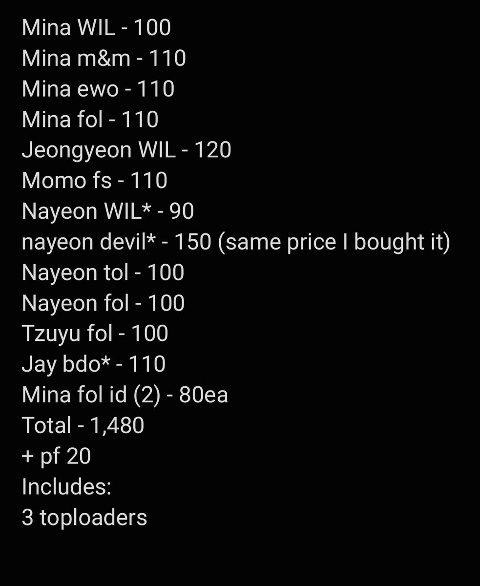 prensprays123's tweet photo. ꒰ wts | lfb ꒱ help rt
[#melkTi_onhands]
(Nayeon devil set)  
— kindly read the T&amp;C'S on pinned twt for more info^^
— payo(prio) | 1 week reservation (atleast 500dp)
— 1,500 set
— gcash, sco 
— nayeon devil, Jay bdo is damaged (will send the condition of all pcs) https://t.co/whP5M6l36Q