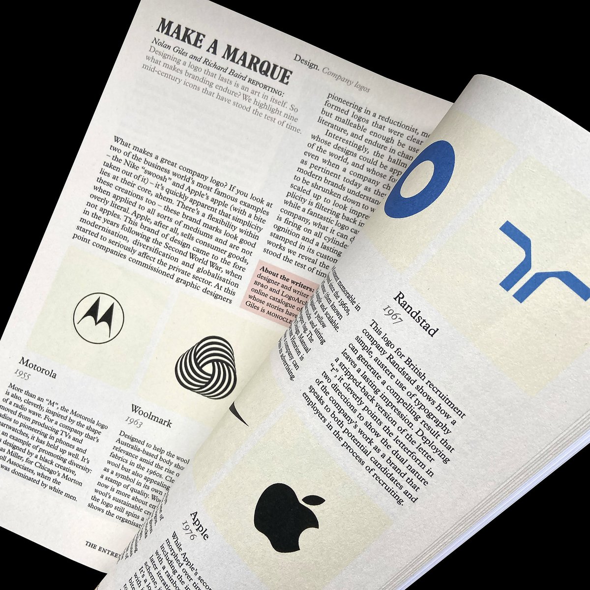 Make A Marque. Drawing on <a href="/logohistories/">Logo Histories</a> Monocle Executive Editor Nolan Giles and I wrote a piece about logos that have endured for their new Entrepreneurs issue.