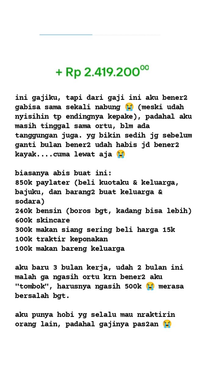 worksfess's tweet photo. work! CW // GAJI

GUYS TOLONG BANTU AKU BIAR BISA NABING DENGAN GAJI SEGINI 😭😭🙏🙏 krn selama ini bener2 cuma lewat aja https://t.co/lF6K85oIAu