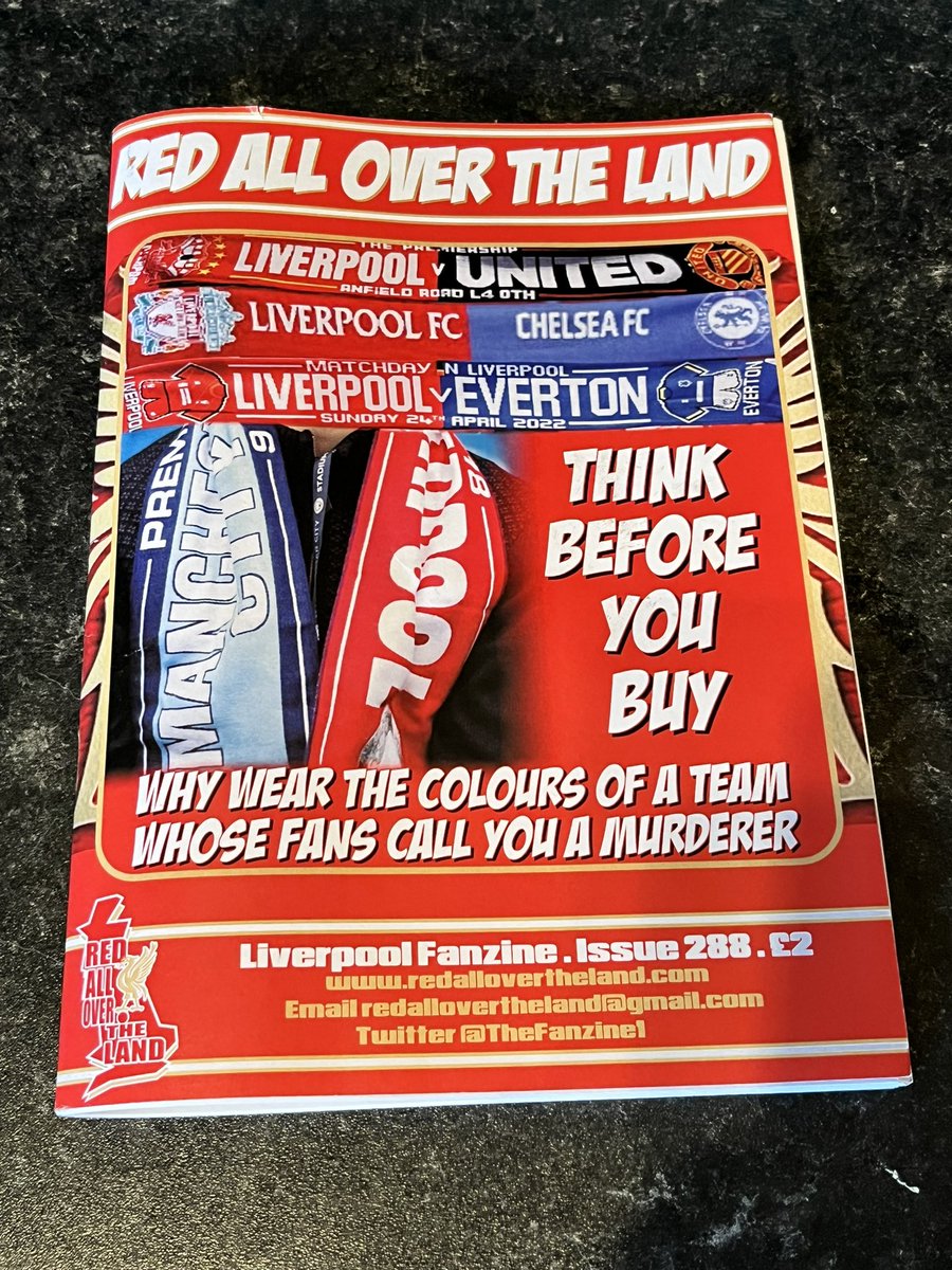 The message here is spot on. Far too many half and half scarves last night. If you want a souvenir of your time at Anfield, buy something else.