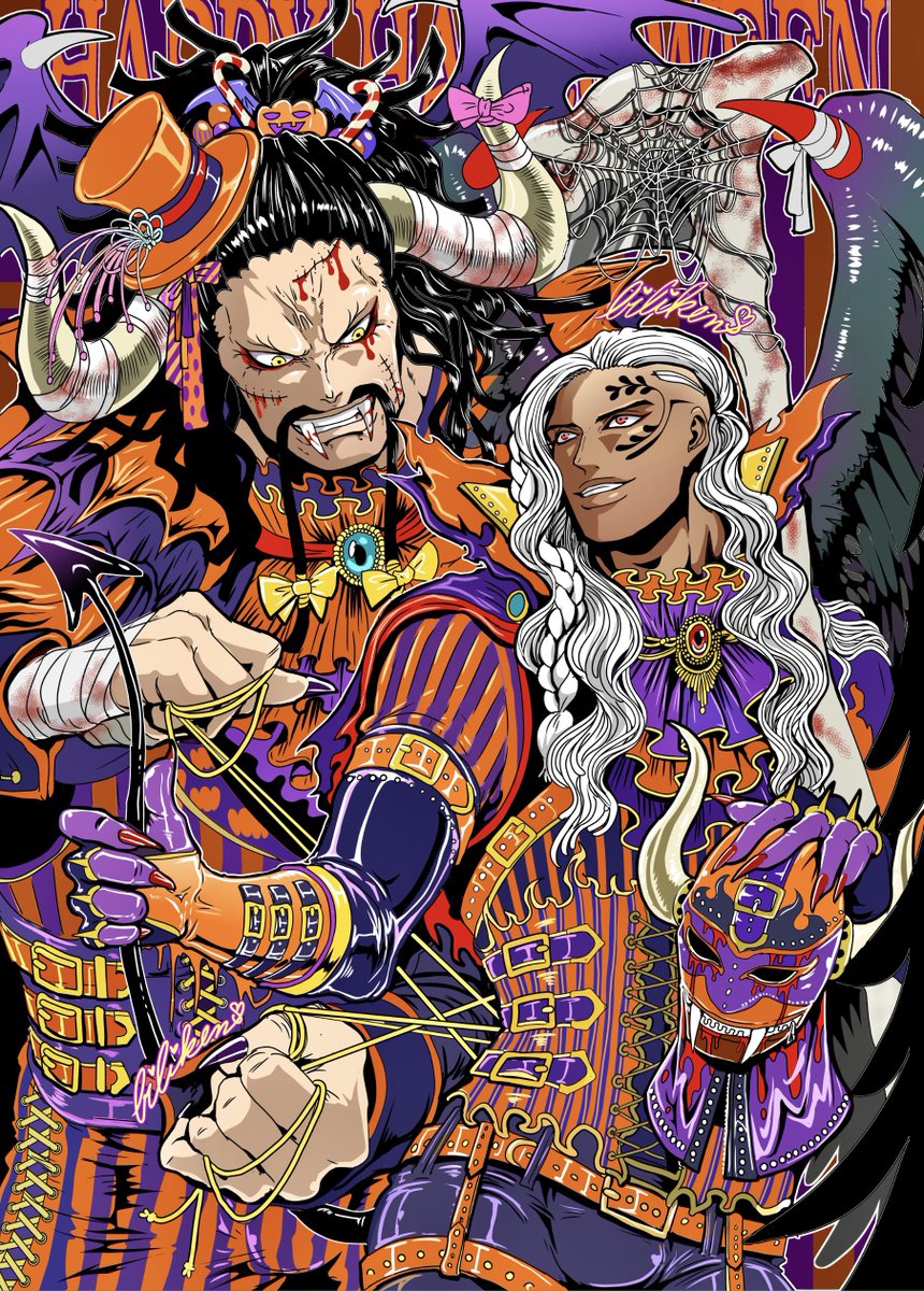 yamato, kaidou, king, queen, and jack (one piece) drawn by sate_meng
