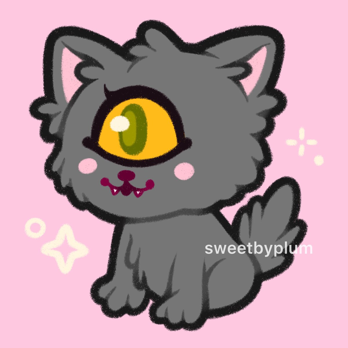 no humans cat pink background simple background one-eyed solo green eyes  illustration images