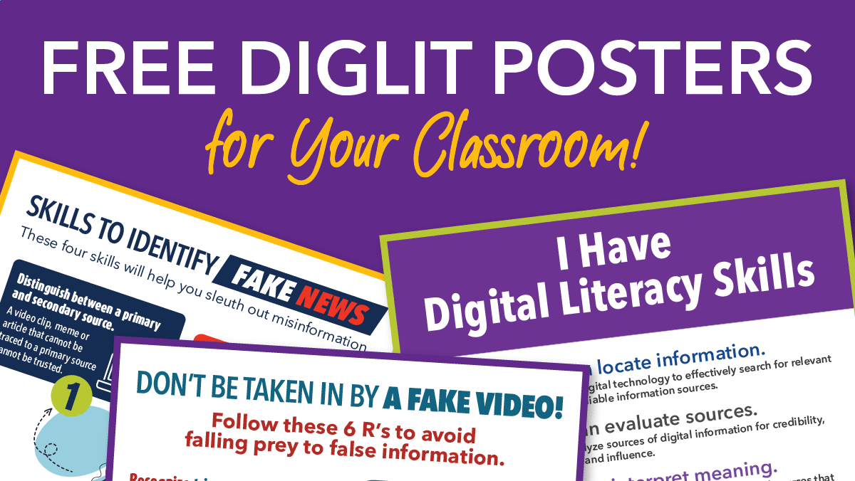 Looking for resources that will help sharpen your students' #DigitalLiteracy skills, detect fake news, and encourage them to be active digital citizens?

We have the [free] resources for you! Download digital literacy posters here: bit.ly/3D5kRKY 

#MediaLitWk